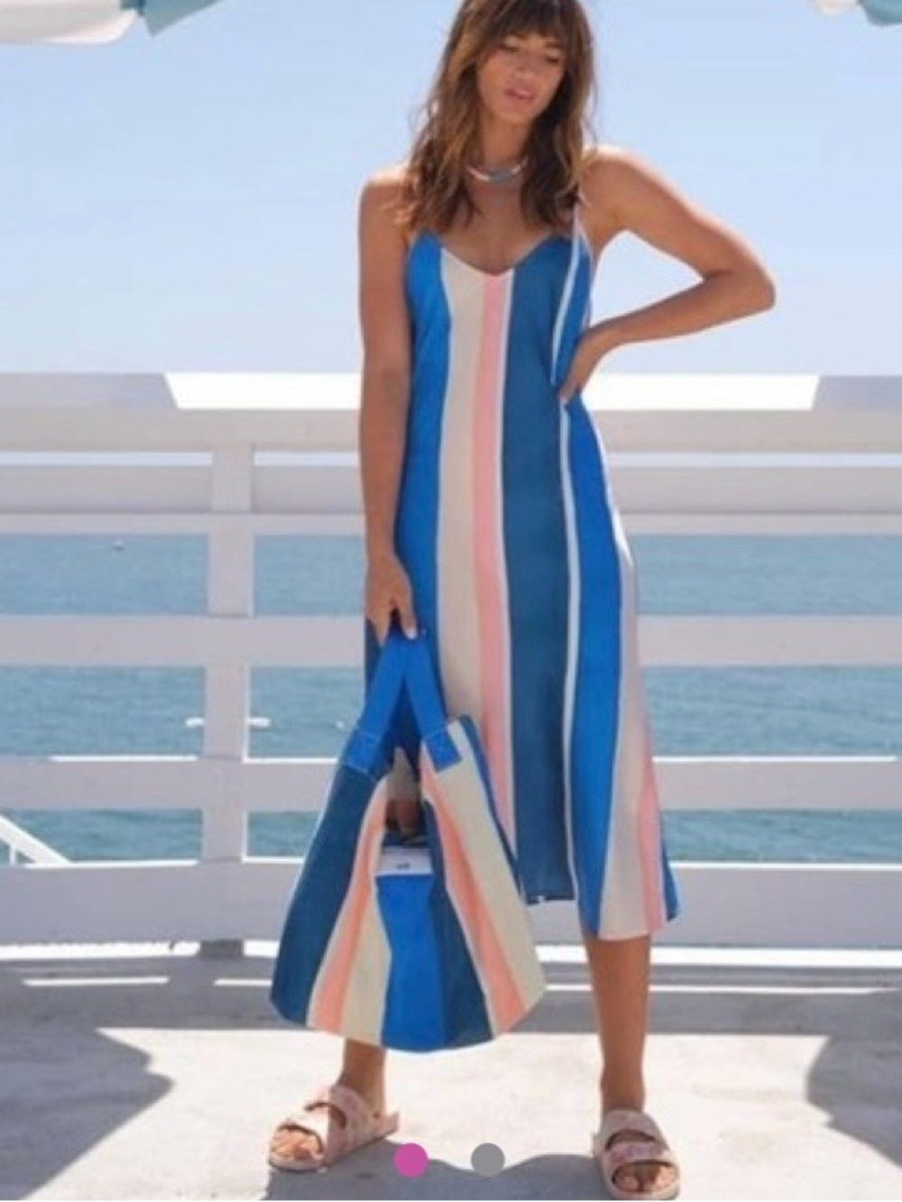 Lemlem x H&M blue striped satin dress size Small NWT #33